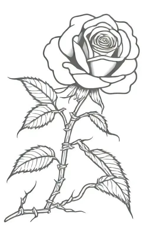 rose with barbed wire on the stem tattoo design idea