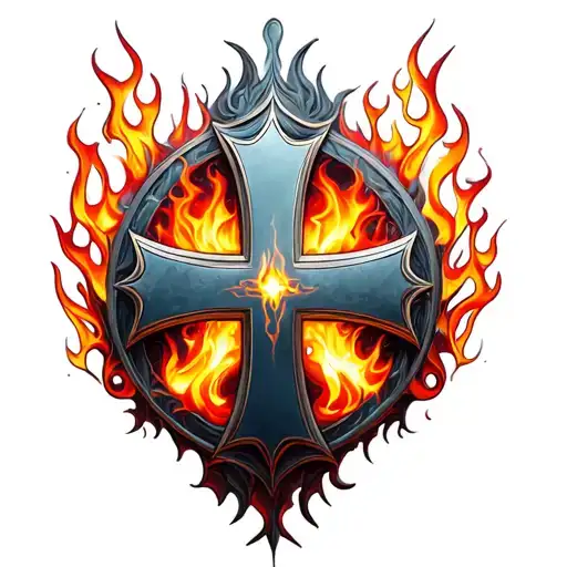 9-6-61, Maltese cross, small flame tattoo design idea