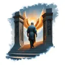 heaven gates a man walk up the stairs rising tattoo design idea