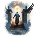 heaven gates a man walk up the stairs rising tattoo design idea