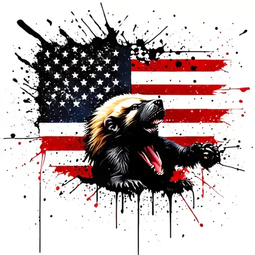 american flag airforce honey badger tattoo design idea