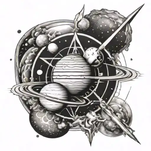 mercury uranus mars sun saturn jupiter tattoo design idea