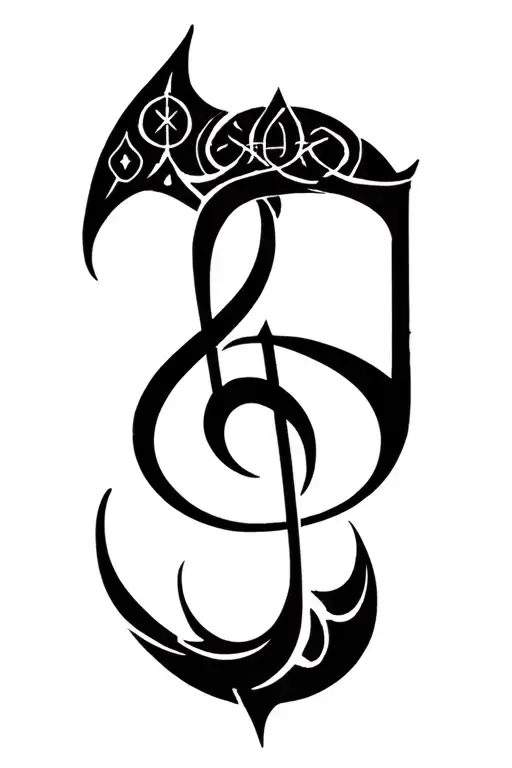 viking warrior runes forming musical notes tattoo design idea