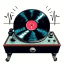 Record player heart beat tattoo design idea