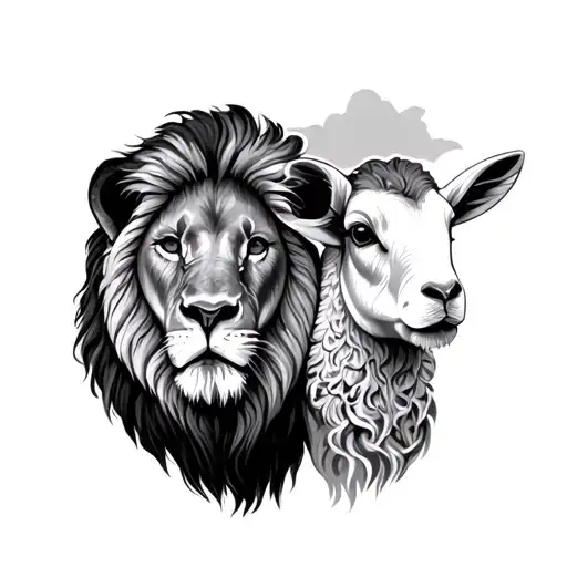 Lion And Lamb tattoo design idea