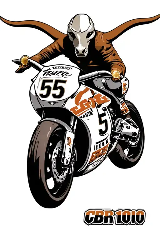 texas longhorns with the number 5 and CBR 1000 tattoo design idea