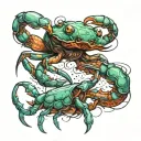 giant crab fighting giant kraken attacking tattoo design idea