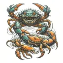 giant crab fighting giant kraken attacking tattoo design idea