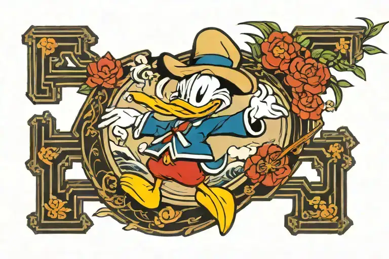 Japanese style of Donald duck tattoo design idea