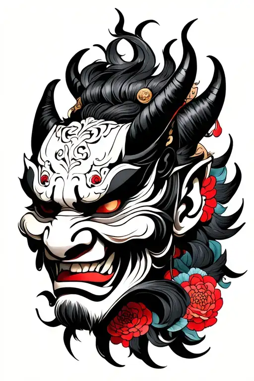 Demon Oni Mask tattoo design idea