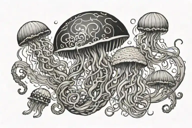 seabed and jellyfish tattoo design idea