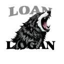 "LOGAN" wolf open mouth open tattoo design idea