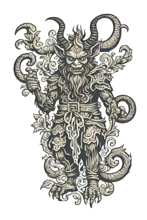 krampus full body shaped like tattoo design idea