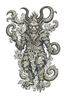 krampus full body shaped like tattoo design idea