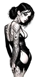 Cyberpunk girl with stitches tattoo design idea