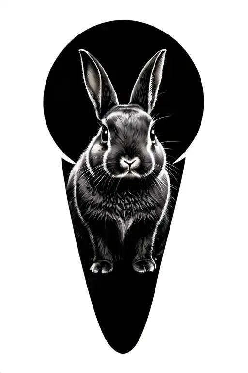 black rabbit sitting tattoo design idea