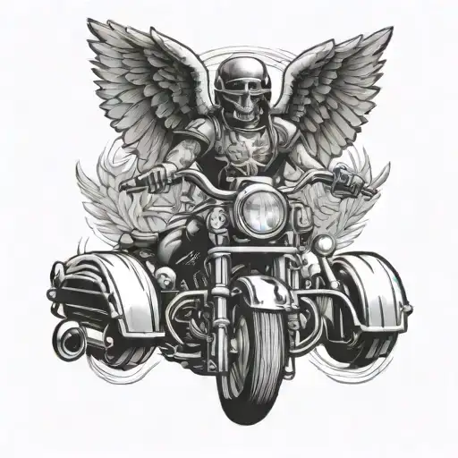 Harley Davidson handlebars with angel wings spread tattoo design idea