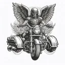 Harley Davidson handlebars with angel wings spread tattoo design idea