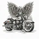 Harley Davidson handlebars with angel wings spread tattoo design idea