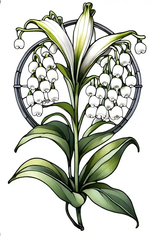 lily of the valley stained glass window tattoo design idea