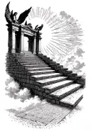 Stairway To Heaven Walking Up Stairs Angels Sun Rays Clouds Heaven Gate At The Top Of The Stair tattoo design idea