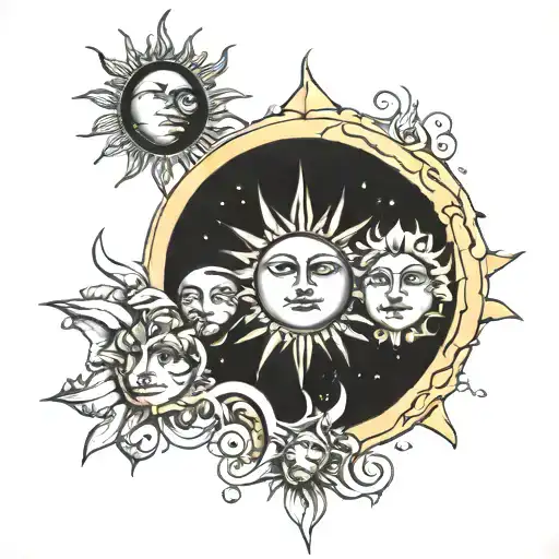 a tattoo of the sun representing my father, the moon my mother, me earth, my sister venus and my brother saturn tattoo design idea