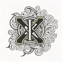 waves Chi Rho symbol combined together tattoo design idea