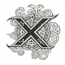 waves Chi Rho symbol combined together tattoo design idea