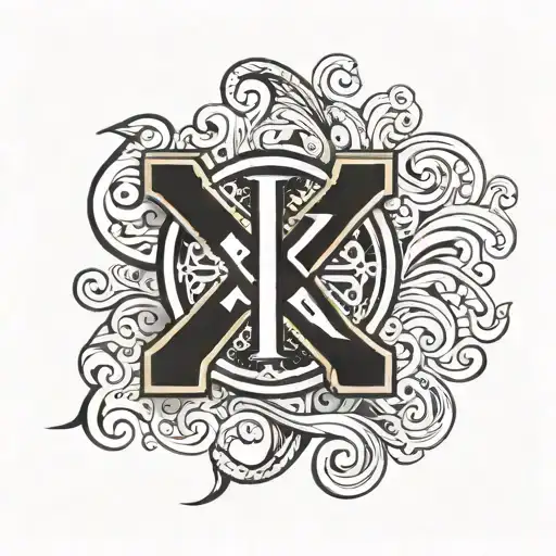 waves Chi Rho symbol combined together tattoo design idea