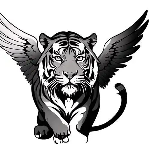 Tiger With Wings tattoo design idea