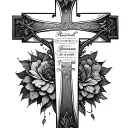 Cross with Bible verse Proverbs 3:5 behind tattoo design idea