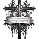 Cross with Bible verse Proverbs 3:5 behind tattoo design idea
