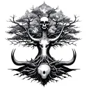 Concept tattoo Libra, taurus, pisces, tree, memento mori tattoo design idea