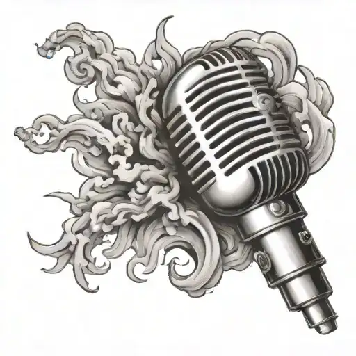 microphone & smoke rising tattoo design idea