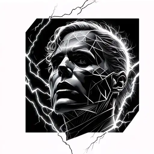 Realistic McQueen lightning, with lines tattoo design idea