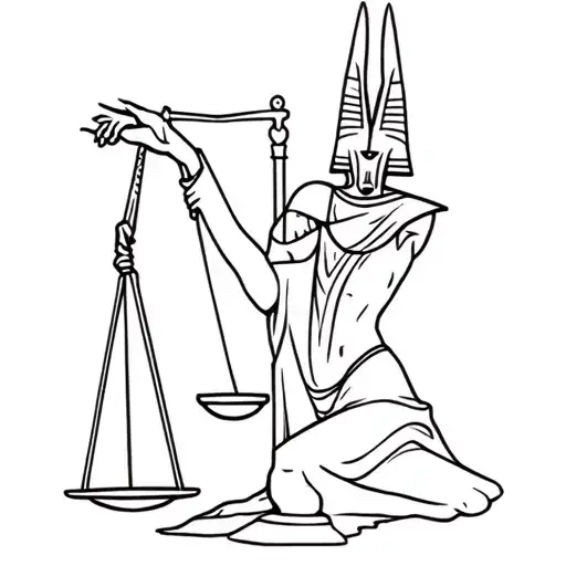 Anubis holding a scale of justice tattoo design idea