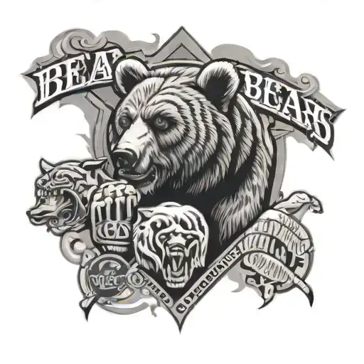 Chicago cubs and bears surrounded tattoo design idea