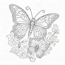 semicolon butterfly my Jenny written vertically interrwined black and white tattoo design idea