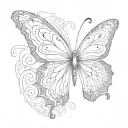 semicolon butterfly my Jenny written vertically interrwined black and white tattoo design idea