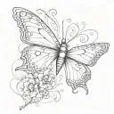 semicolon butterfly my Jenny written vertically interrwined black and white tattoo design idea