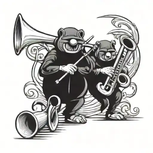 trombone made friends tattoo design idea