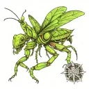 praying mantis tattoo design idea