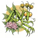 praying mantis tattoo design idea