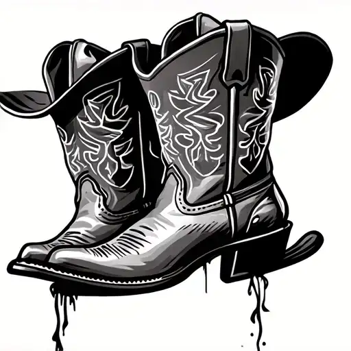Cowboy Boot cowboy hat hanging tattoo design idea