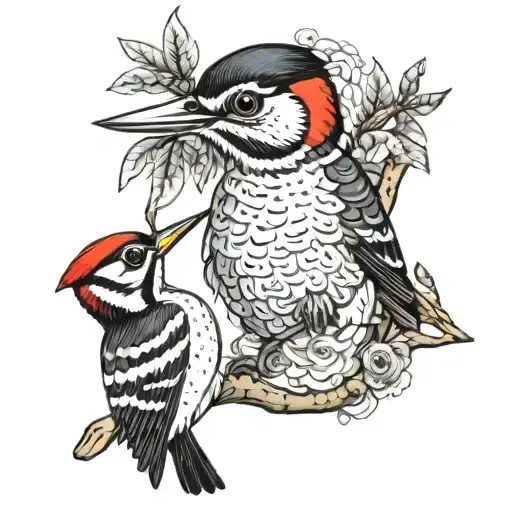 woodpecker pecking tattoo design idea
