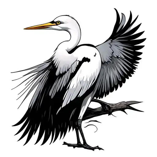 Egret tattoo design idea