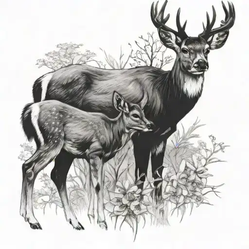 Deer Family tattoo design idea