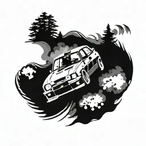 dirt rally car drifting tattoo design idea