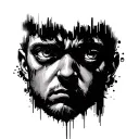 the disappointed eyes of a guy about 18 years old and next to or even over the line in the style of cybersigilism tattoo design idea