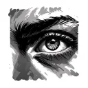 the disappointed eyes of a guy about 18 years old and next to or even over the line in the style of cybersigilism tattoo design idea